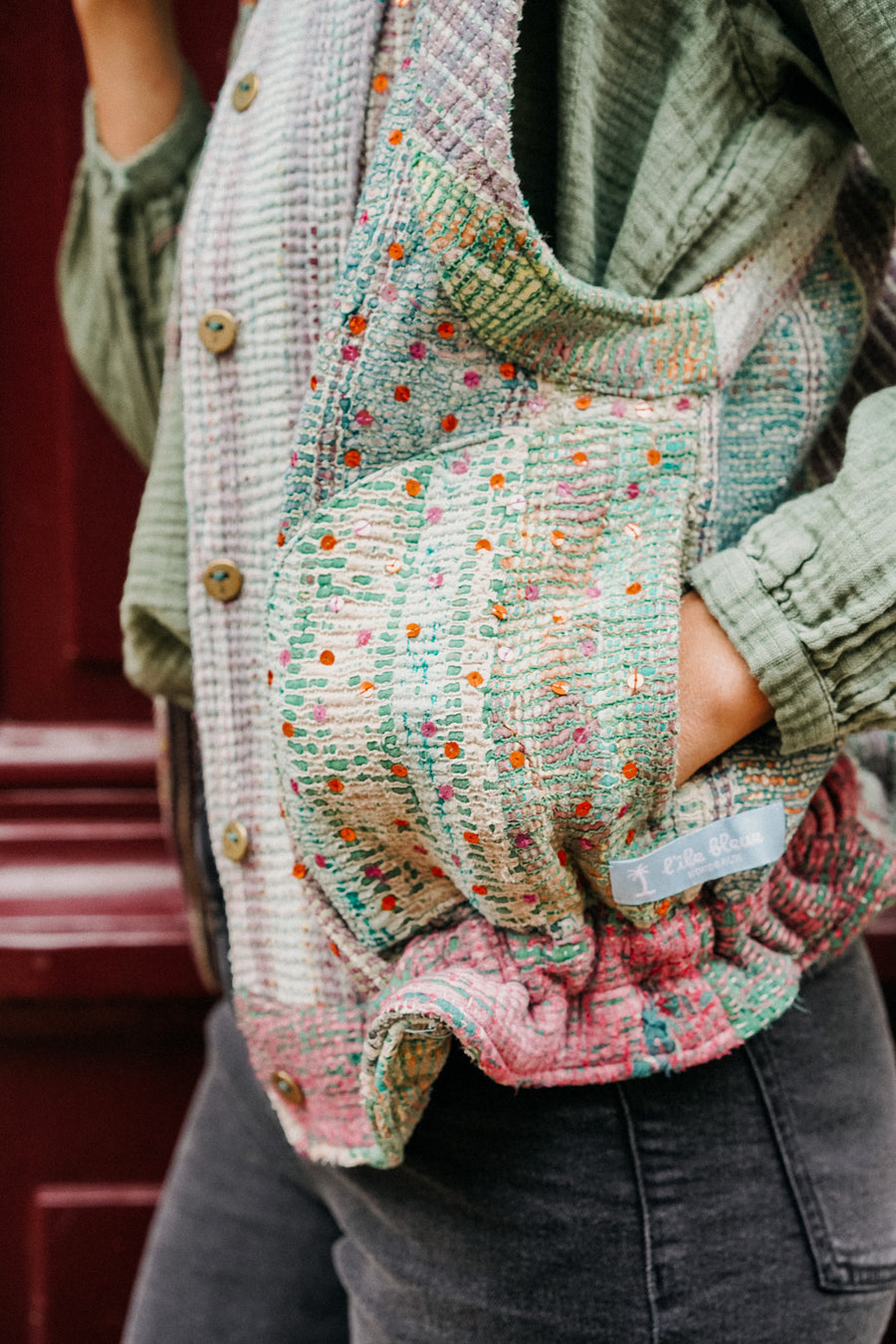 THE BLUE ISLAND - Kantha Vest - Sequins