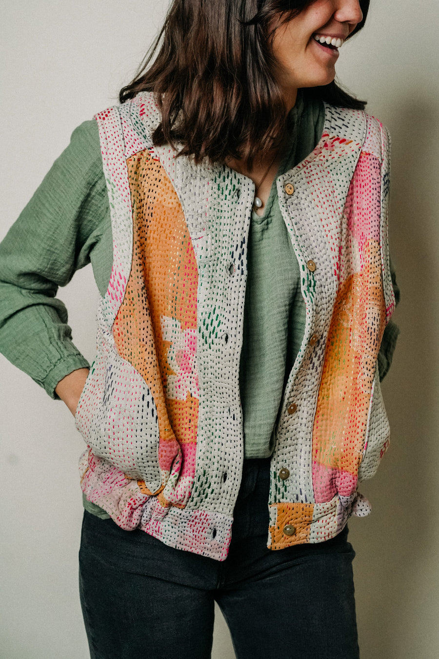 THE BLUE ISLAND - Kantha Vest