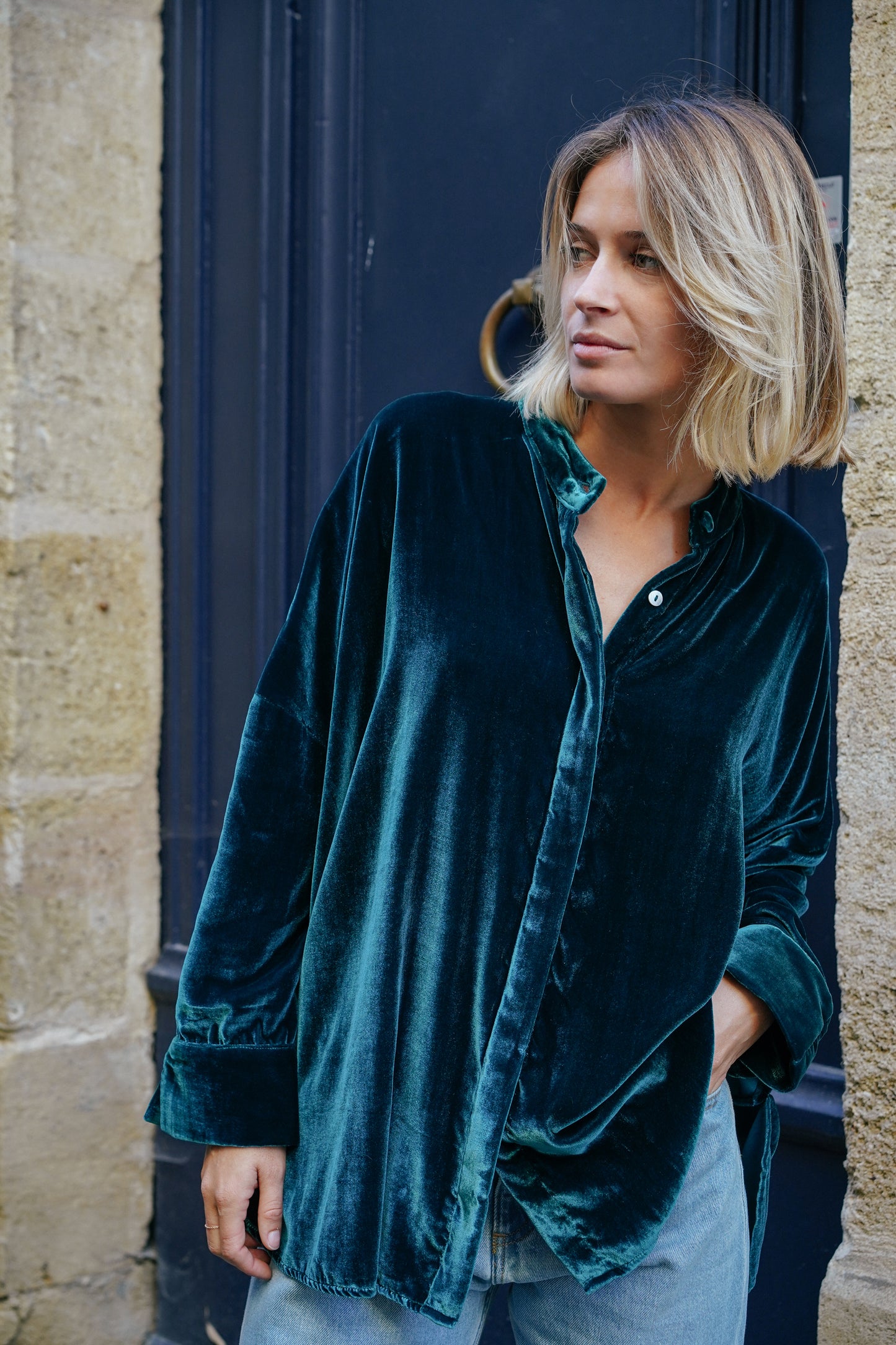 L'ÎLE BLEUE - Blouse Catherine Petrol Green