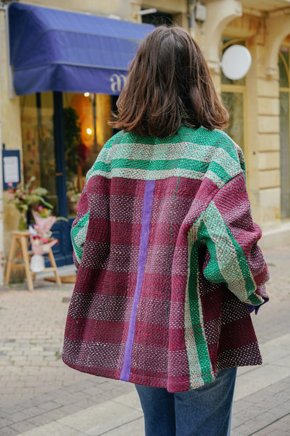 L'ÎLE BLEUE - Veste Kantha Purple Corduroy Galicha