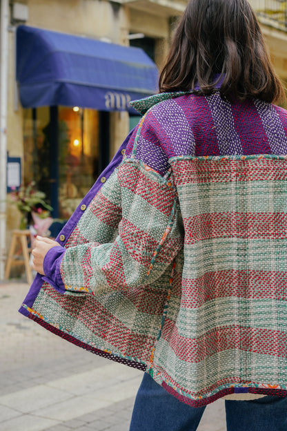 L'ÎLE BLEUE - Veste Kantha Purple Corduroy Galicha