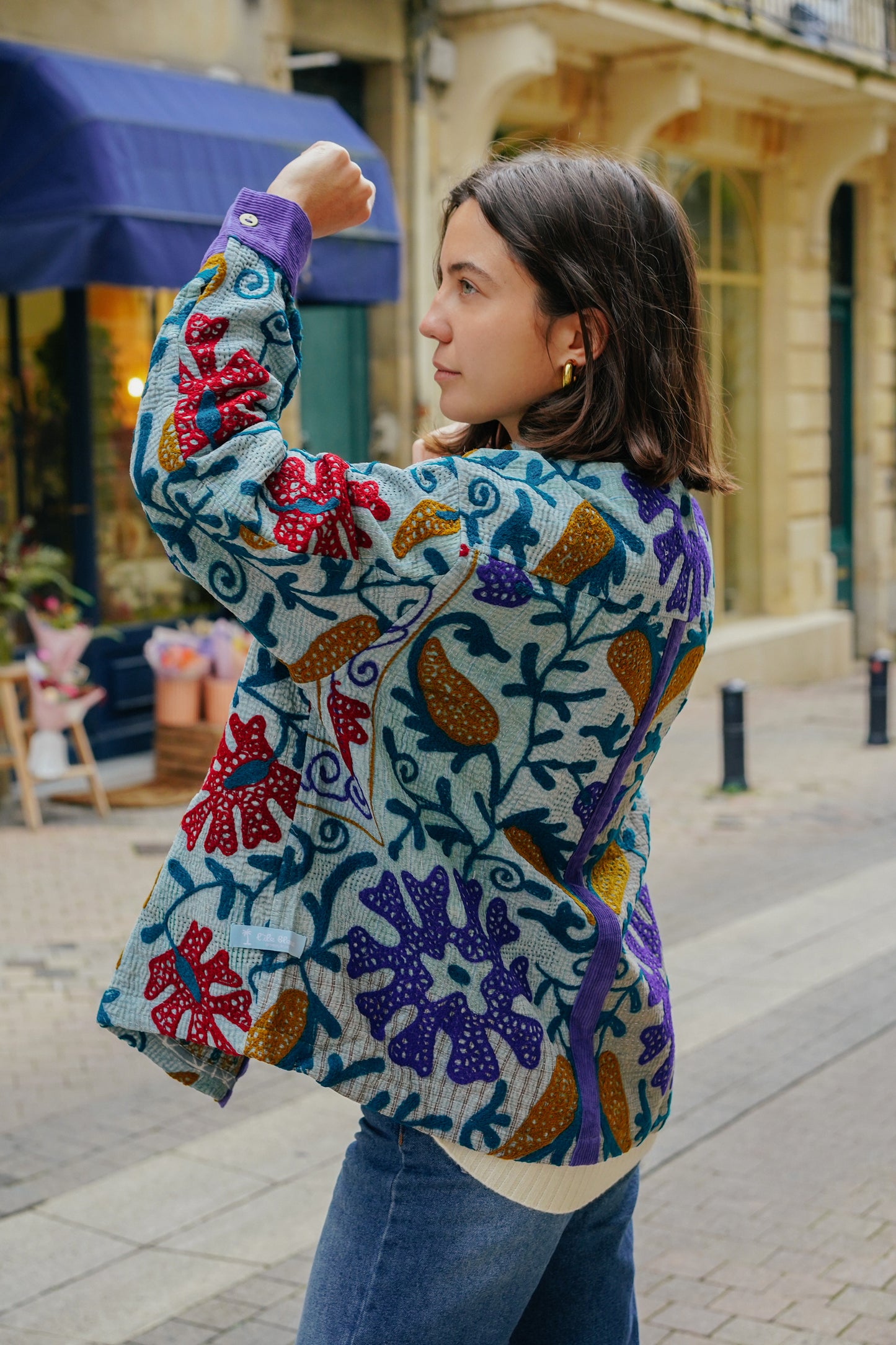 L'ÎLE BLEUE - Veste Kantha Suzani Purple Corduroy