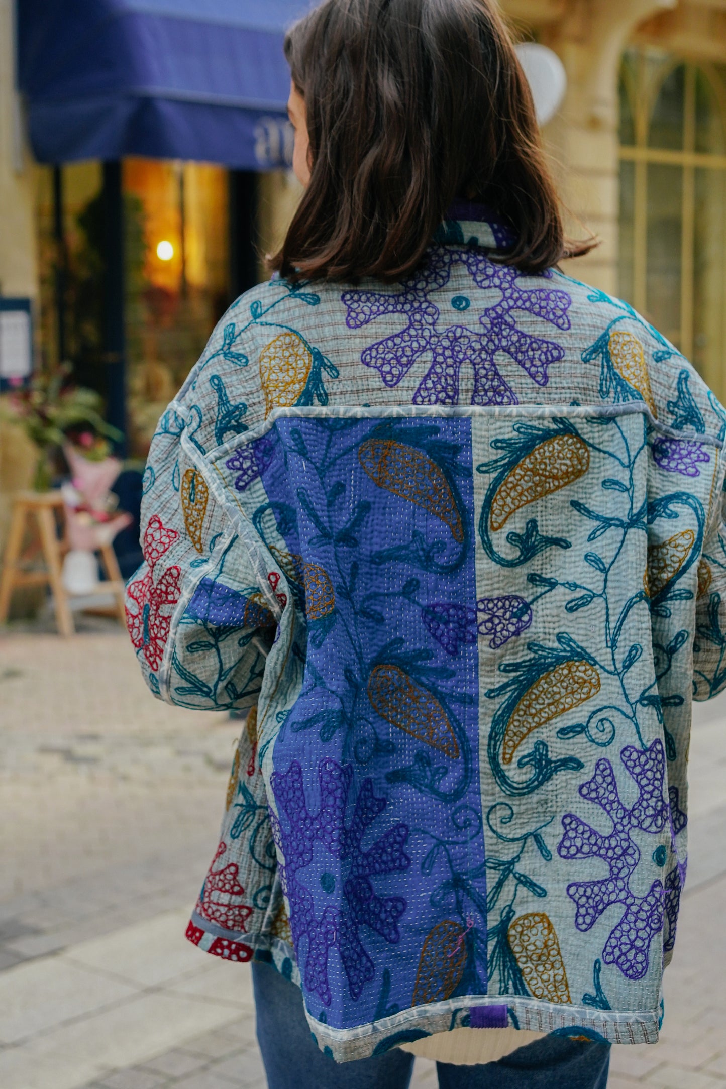 L'ÎLE BLEUE - Veste Kantha Suzani Purple Corduroy