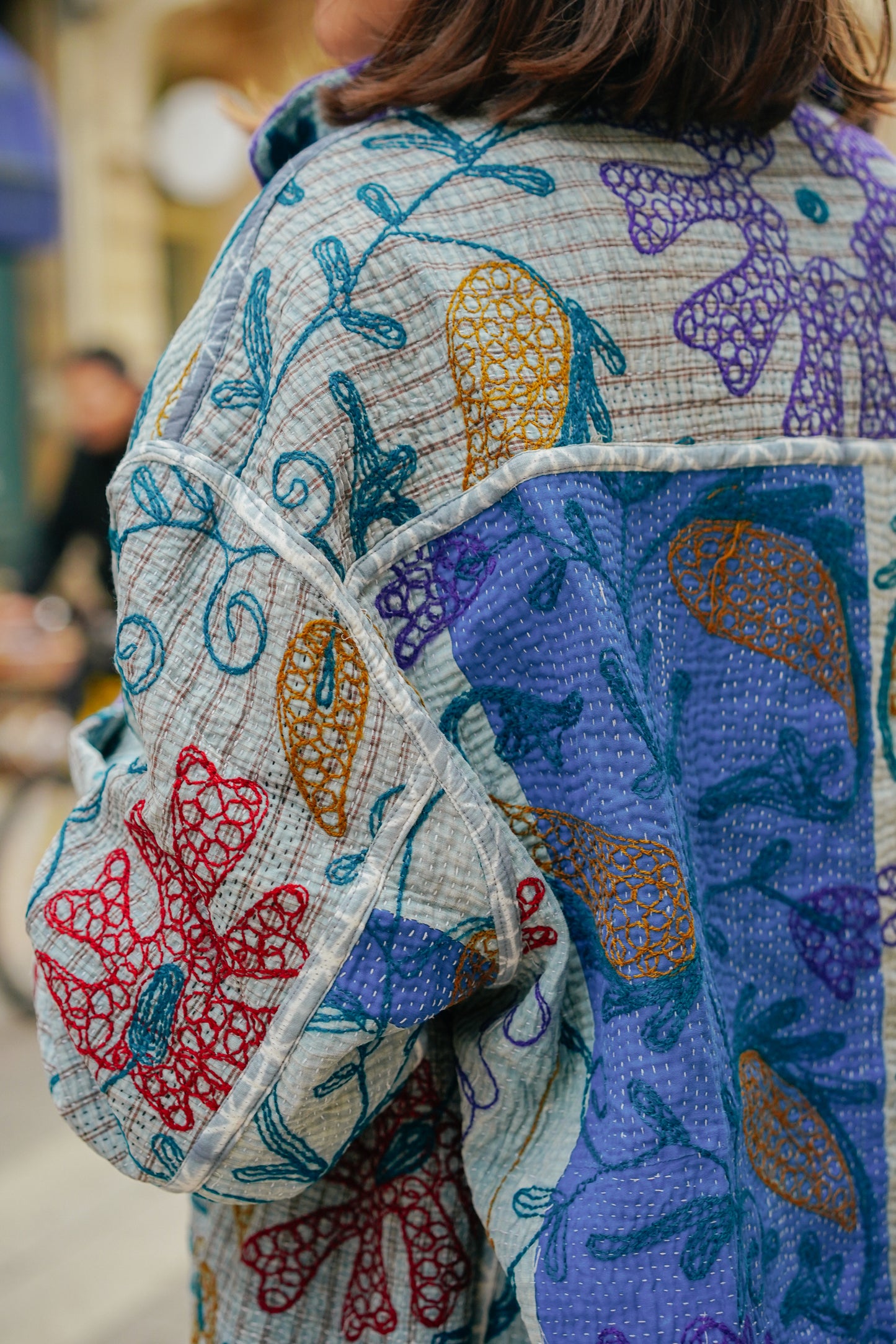 L'ÎLE BLEUE - Veste Kantha Suzani Purple Corduroy