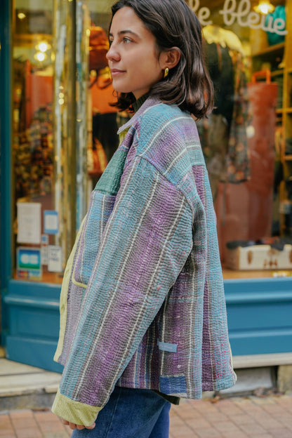 L'ÎLE BLEUE - Veste Kantha Yellow Corduroy