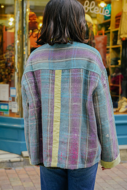 L'ÎLE BLEUE - Veste Kantha Yellow Corduroy