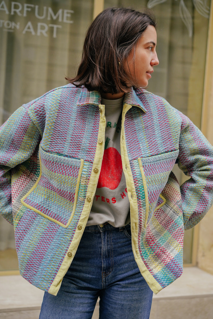 THE BLUE ISLAND - Kantha Yellow Corduroy Jacket