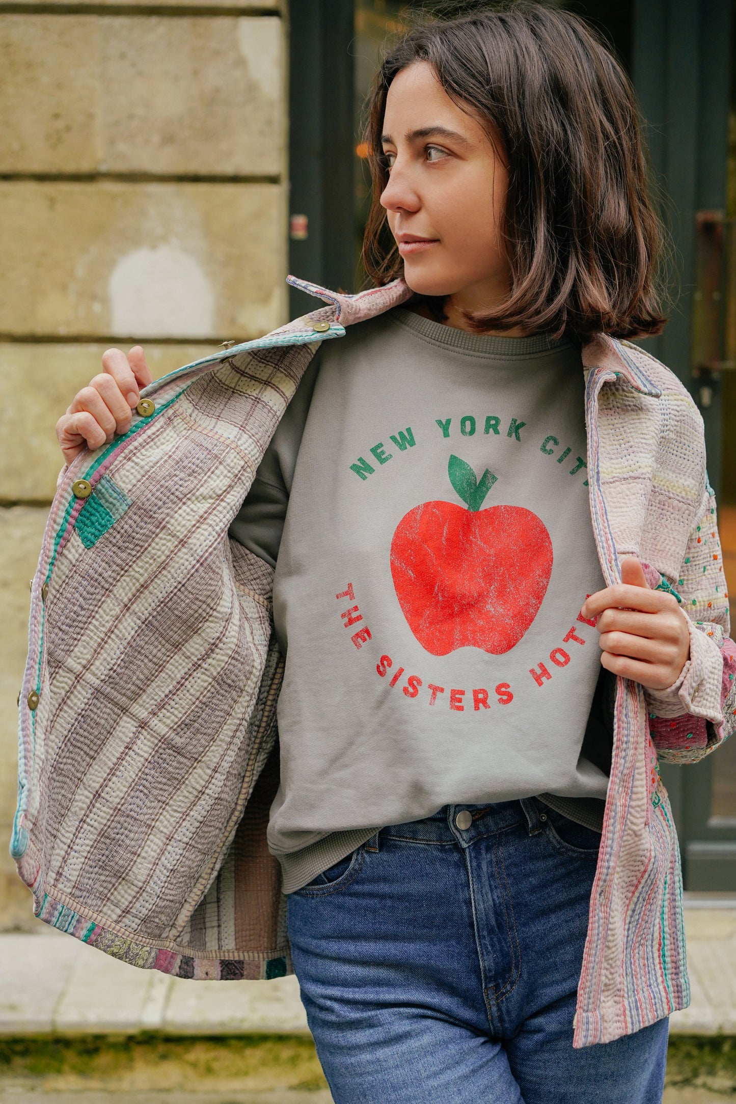 L'ÎLE BLEUE - Veste Kantha Sequins Rose