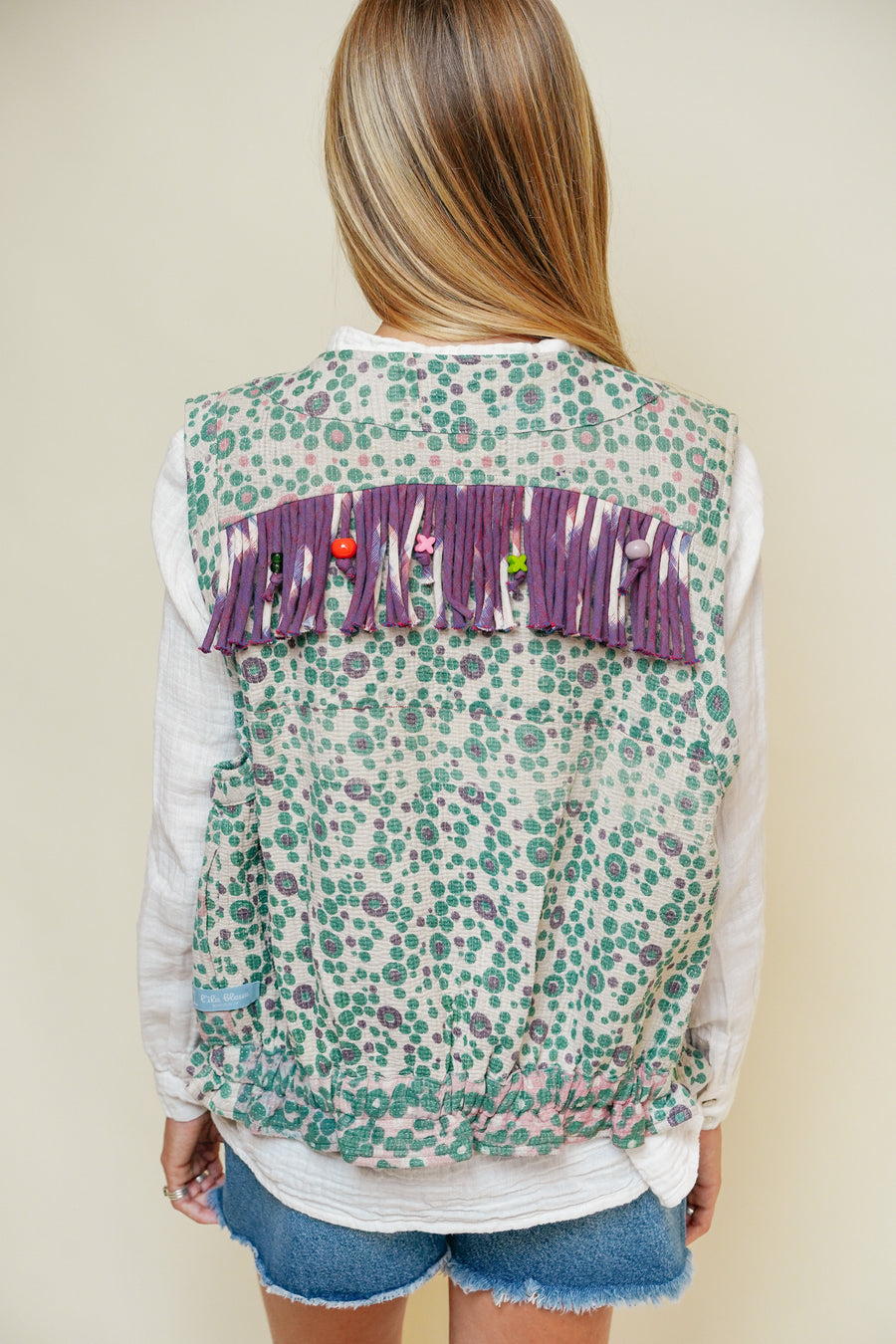 THE BLUE ISLAND - Fringed Kantha Vest