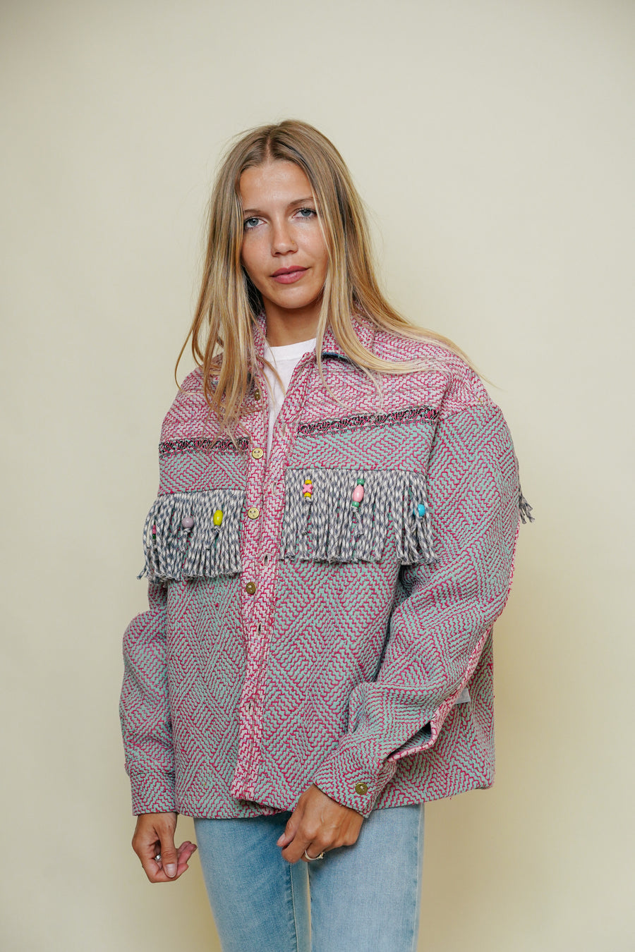 THE BLUE ISLAND - Kantha Jacket - Fringe