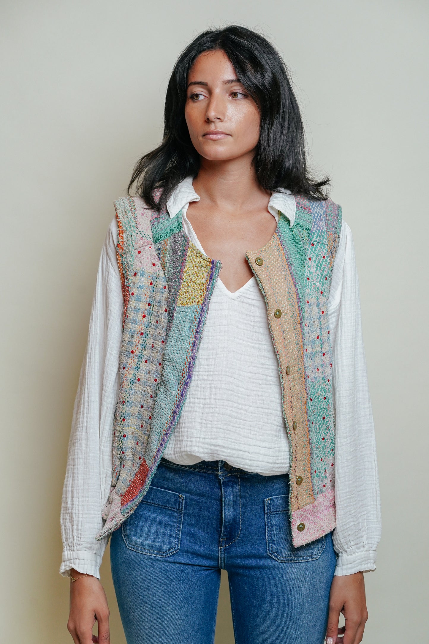 THE BLUE ISLAND - Kantha Sequin Vest 13