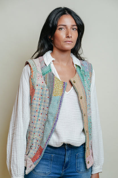 THE BLUE ISLAND - Kantha Sequin Vest 13