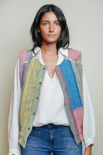 THE BLUE ISLAND - Kantha Sequin Vest 13