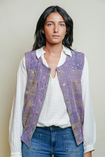 THE BLUE ISLAND - Kantha Sequin Vest 15