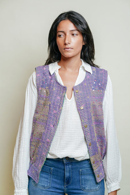 THE BLUE ISLAND - Kantha Sequin Vest 15