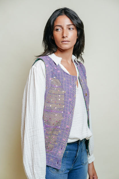 THE BLUE ISLAND - Kantha Sequin Vest 15