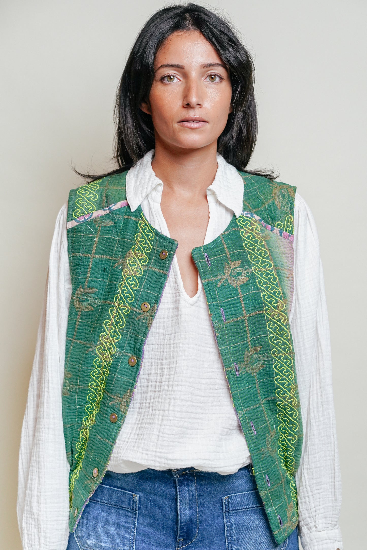 THE BLUE ISLAND - Kantha Sequin Vest 15