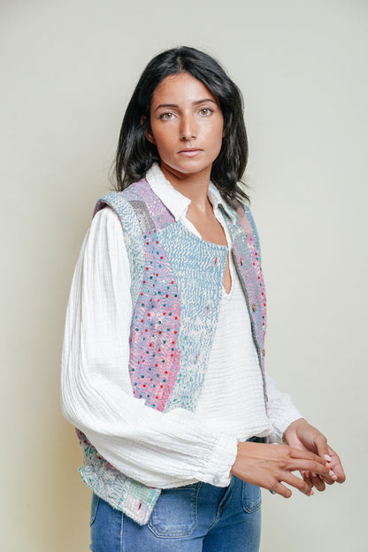 THE BLUE ISLAND - Kantha Sequin Vest 16