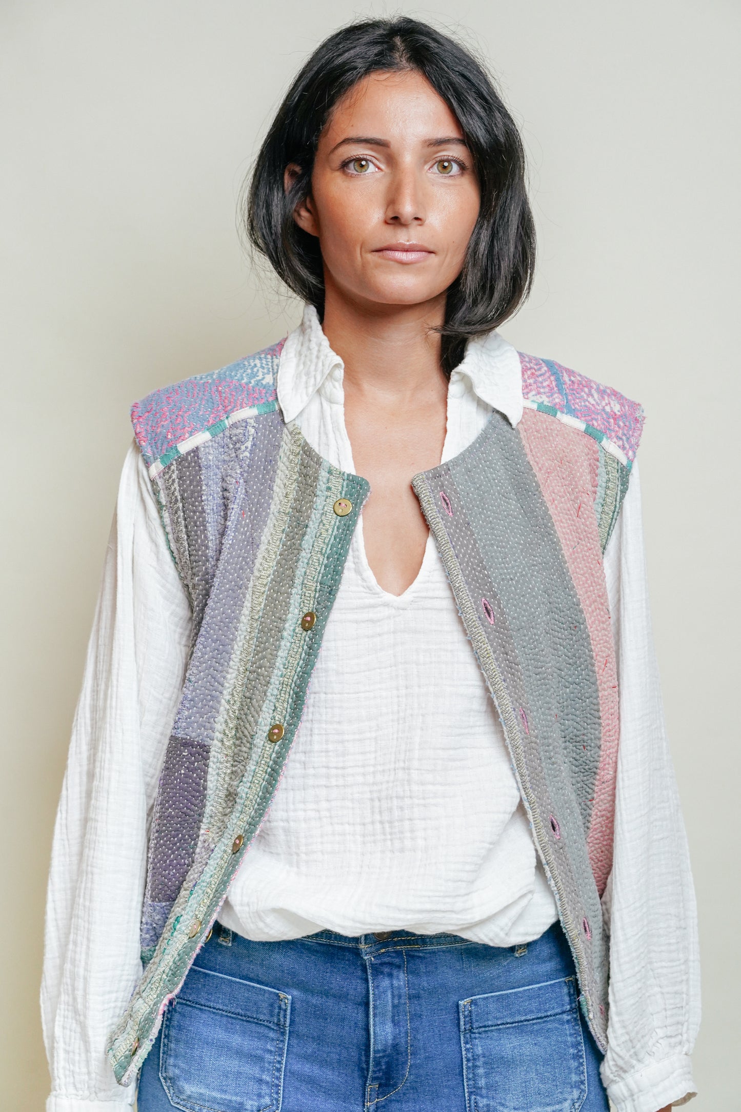 THE BLUE ISLAND - Kantha Sequin Vest 16