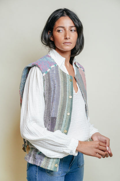 THE BLUE ISLAND - Kantha Sequin Vest 16