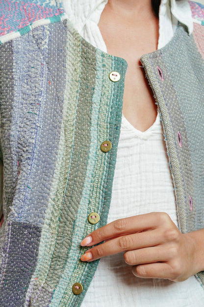 THE BLUE ISLAND - Kantha Sequin Vest 16