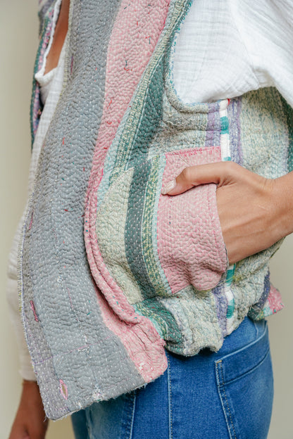 THE BLUE ISLAND - Kantha Sequin Vest 16