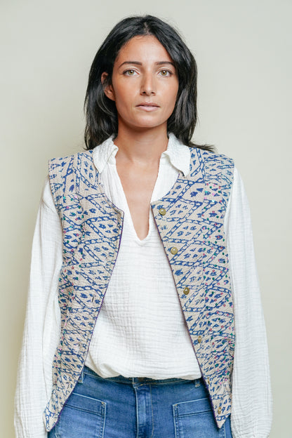 THE BLUE ISLAND - Kantha Sequin Vest 9