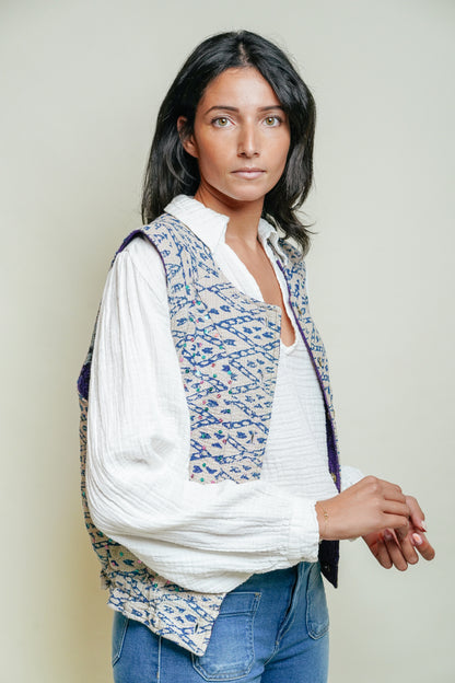 THE BLUE ISLAND - Kantha Sequin Vest 9