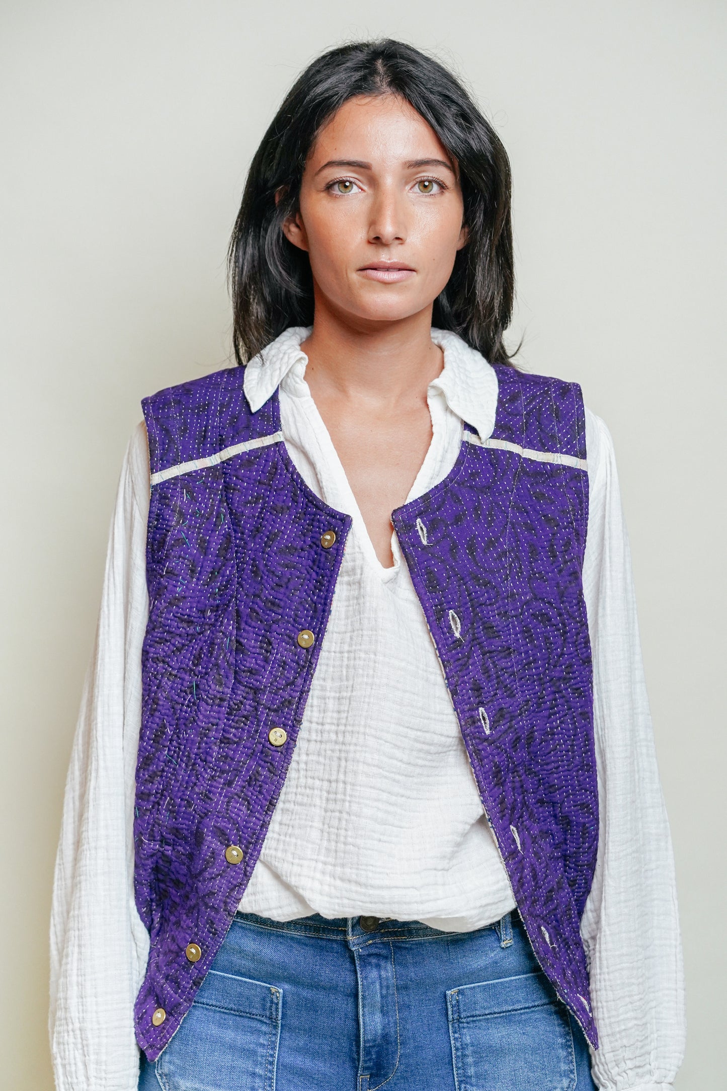 THE BLUE ISLAND - Kantha Sequin Vest 9