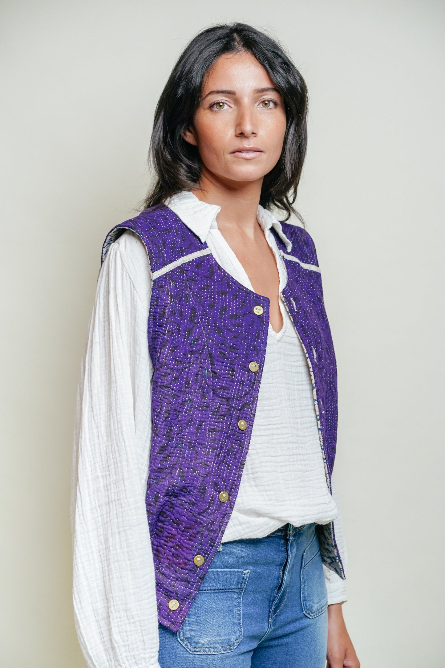THE BLUE ISLAND - Kantha Sequin Vest 9