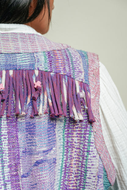 THE BLUE ISLAND - Fringed Kantha Vest 21