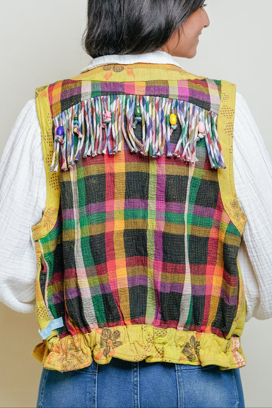 THE BLUE ISLAND - Kantha Vest - Fringes