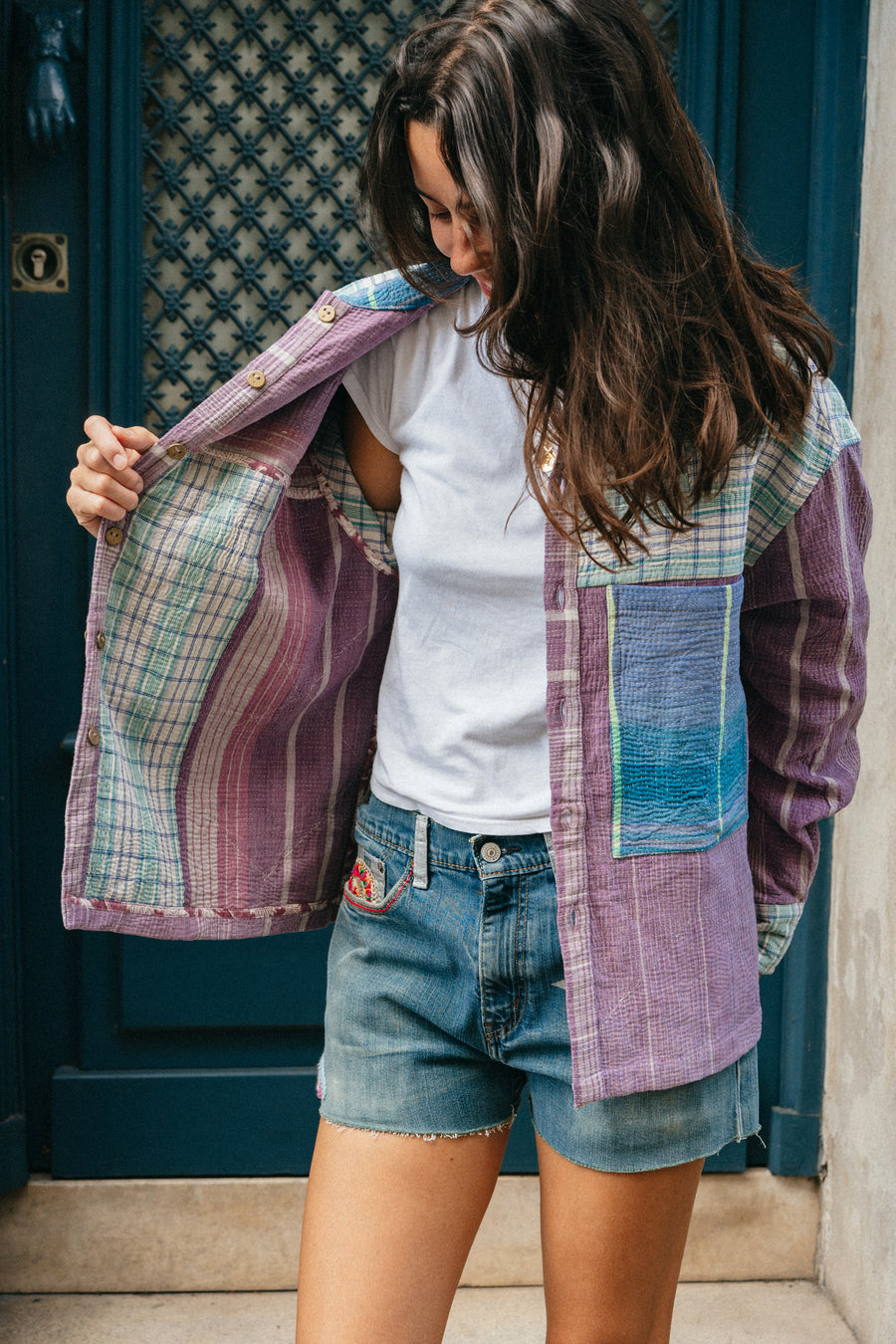 THE BLUE ISLAND - Kantha Ludhiana Jacket