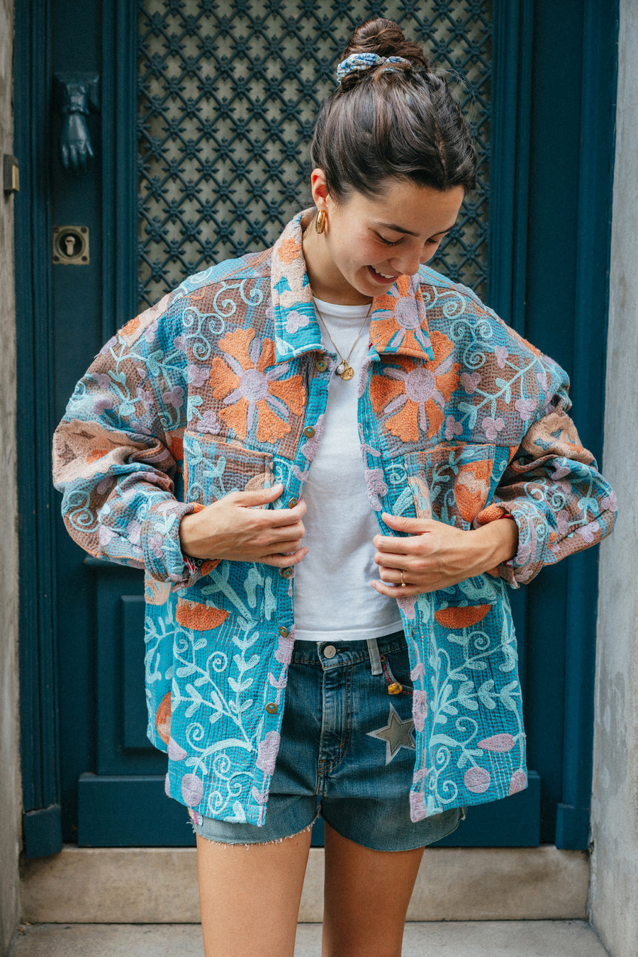 THE BLUE ISLAND - Kantha Suzani Calcutta Jacket