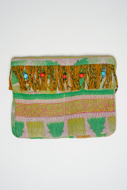 THE BLUE ISLAND - Kantha Fringe Laptop Sleeve