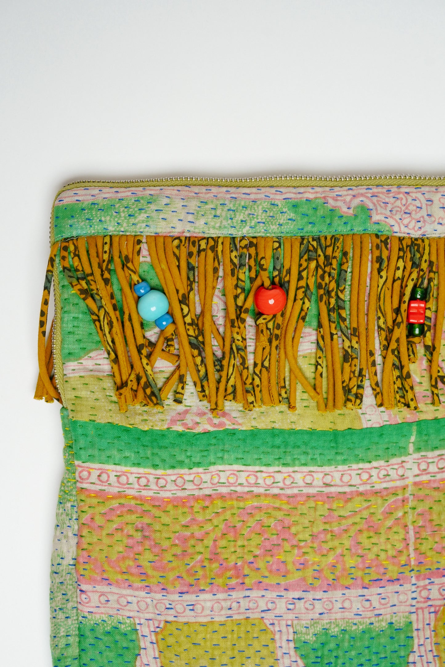 THE BLUE ISLAND - Kantha Fringe Laptop Sleeve