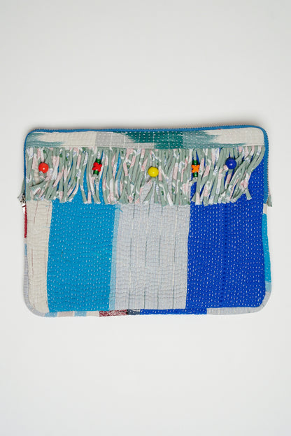THE BLUE ISLAND - Kantha Fringe Laptop Sleeve