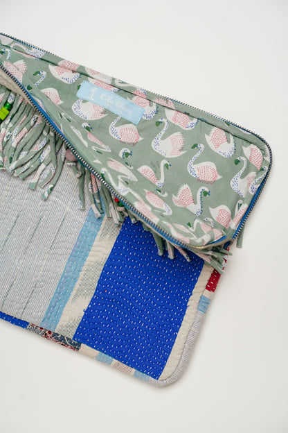 THE BLUE ISLAND - Kantha Fringe Laptop Sleeve