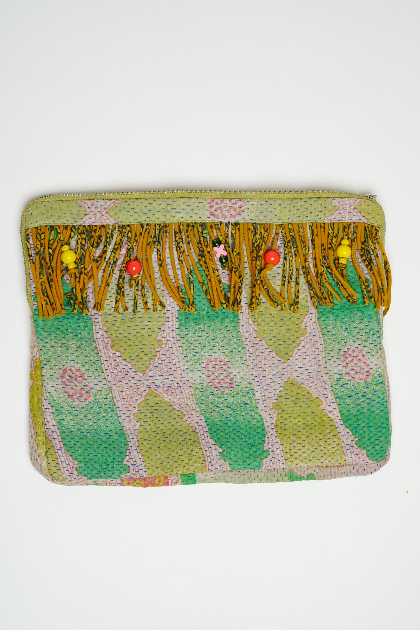 THE BLUE ISLAND - Kantha Fringe Laptop Sleeve
