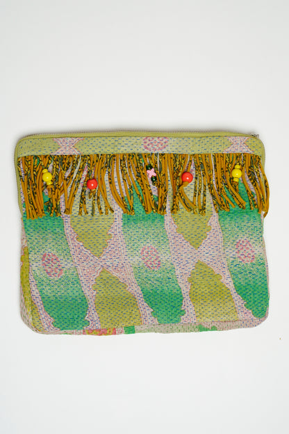 THE BLUE ISLAND - Kantha Fringe Laptop Sleeve