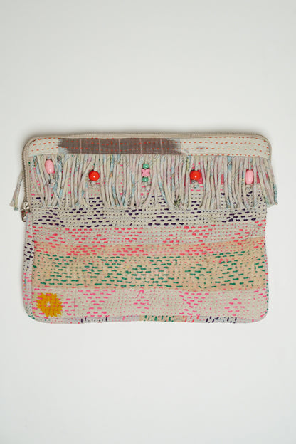 L'ÎLE BLEUE - Housse d'Ordinateur Kantha Franges
