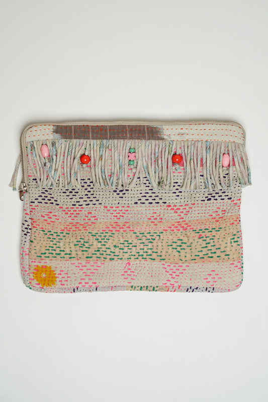 L'ÎLE BLEUE - Housse d'Ordinateur Kantha Franges