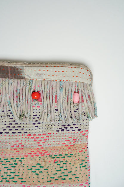 L'ÎLE BLEUE - Housse d'Ordinateur Kantha Franges