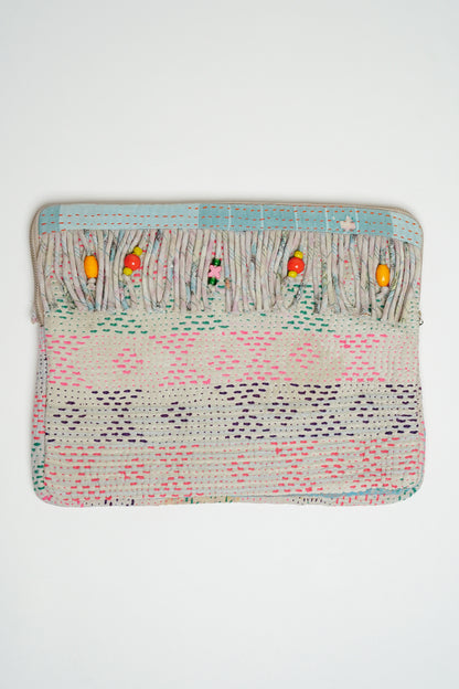 L'ÎLE BLEUE - Housse d'Ordinateur Kantha Franges