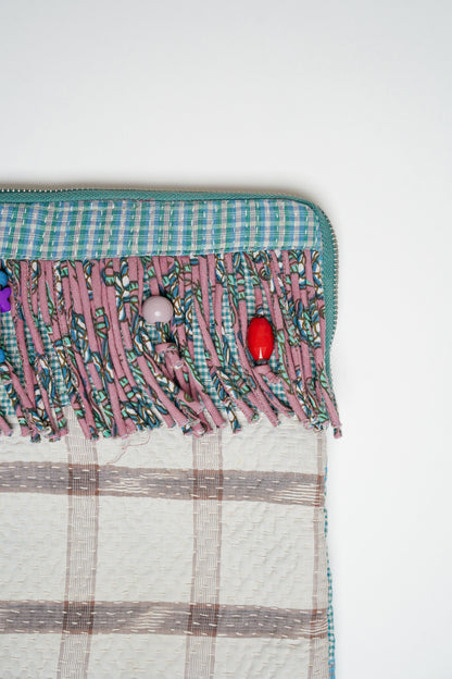 THE BLUE ISLAND - Kantha Fringe Laptop Sleeve