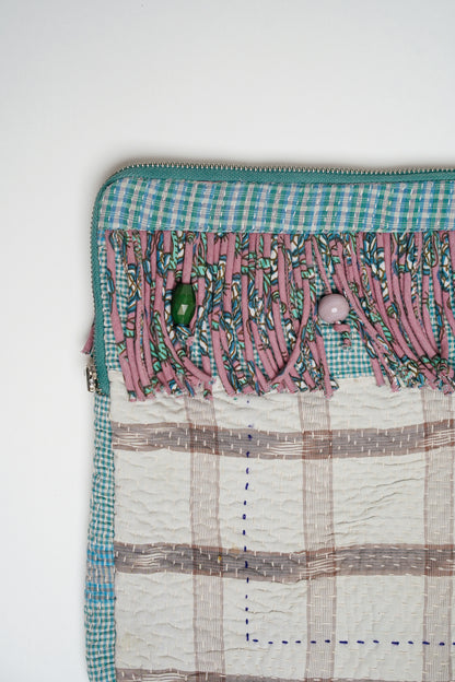 THE BLUE ISLAND - Kantha Fringe Laptop Sleeve