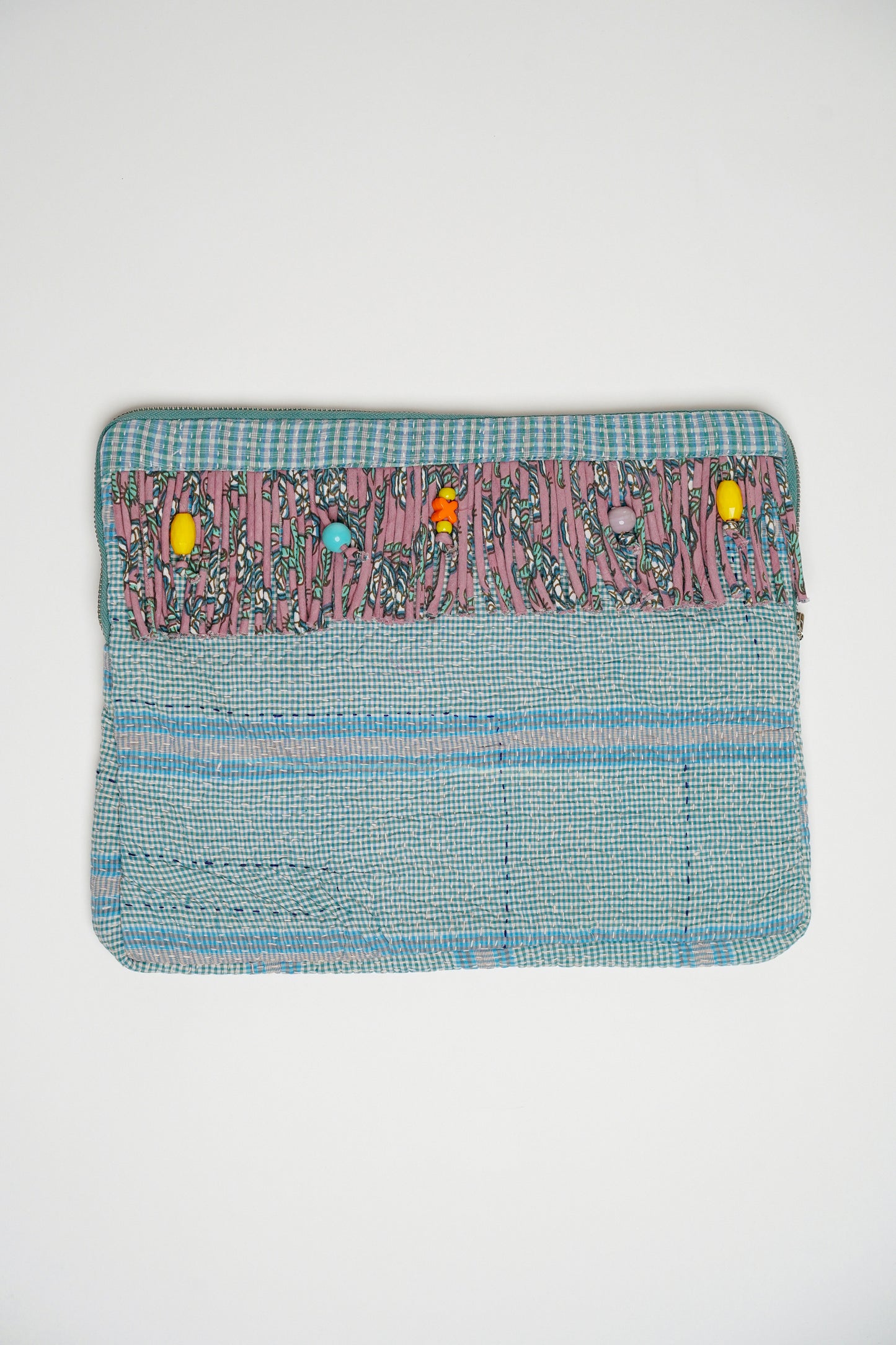 THE BLUE ISLAND - Kantha Fringe Laptop Sleeve