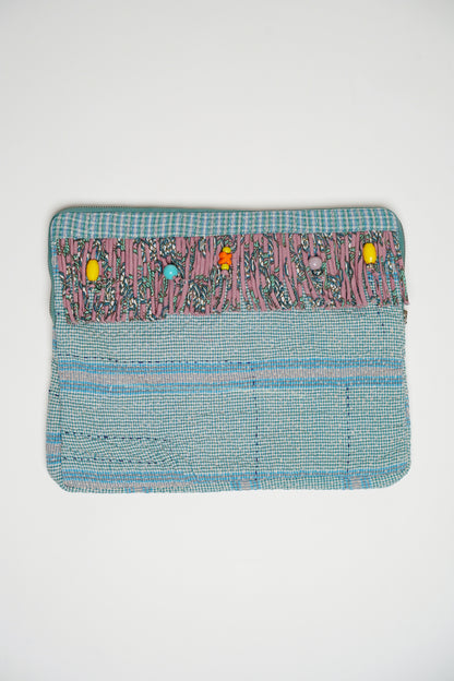 THE BLUE ISLAND - Kantha Fringe Laptop Sleeve