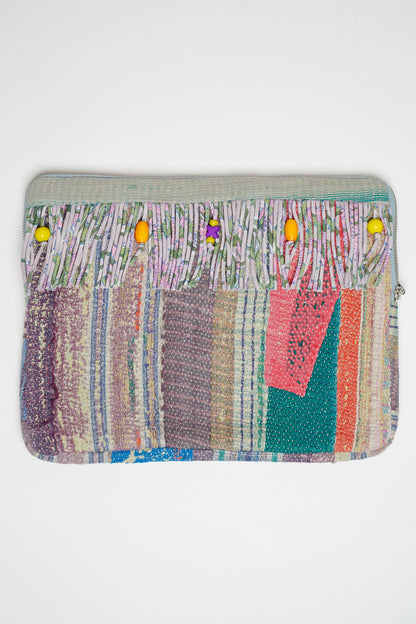 THE BLUE ISLAND - Kantha Fringe Laptop Sleeve