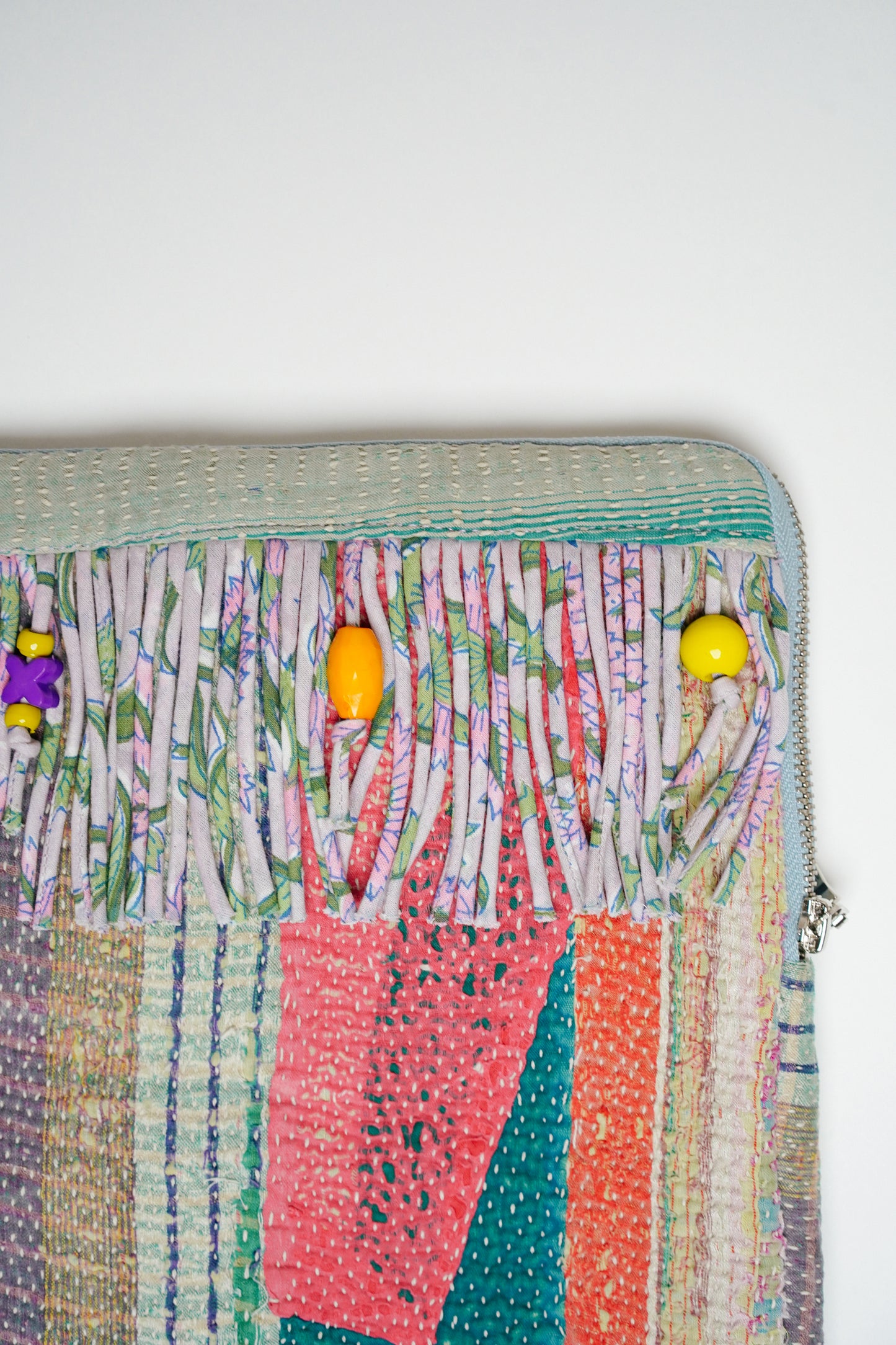 THE BLUE ISLAND - Kantha Fringe Laptop Sleeve
